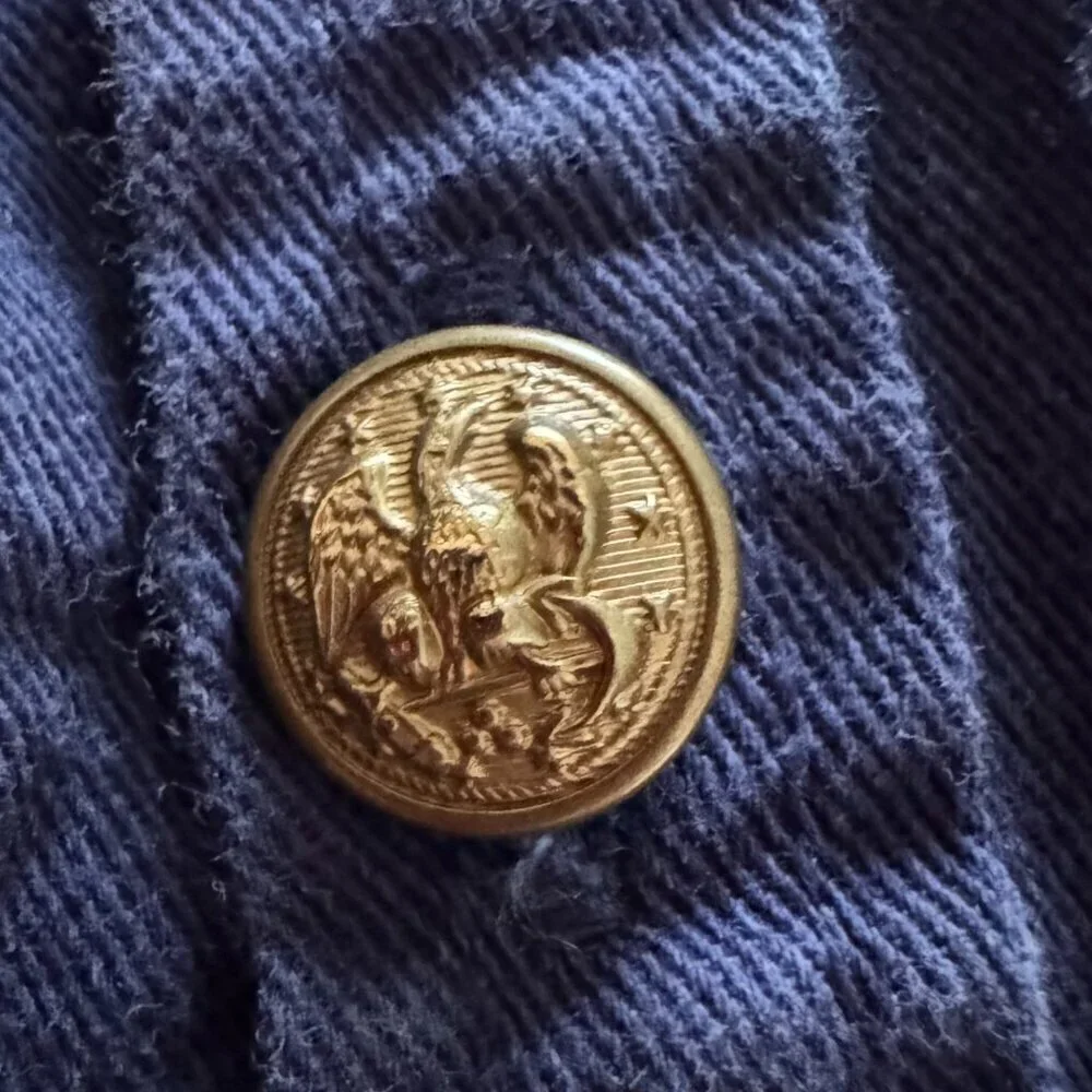 Polo Ralph Lauren Girls 7 Navy Shirt Dress Gold Crest Buttons Preppy Classic